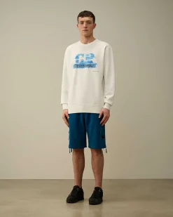 C.P. Company 30/1 Fleece Artisanal Logo Sweatshirt Gauze White Best Sale