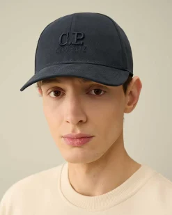 C.P. Company Gabardine Logo Cap Total Eclipse-Blue Discount