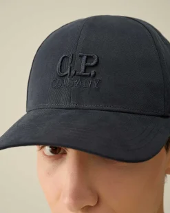 C.P. Company Gabardine Logo Cap Total Eclipse-Blue Discount