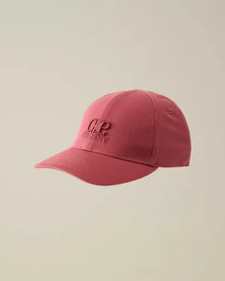 C.P. Company Gabardine Logo Cap Red Bud Discount