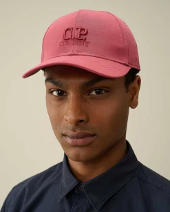 C.P. Company Gabardine Logo Cap Red Bud Discount