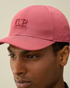 C.P. Company Gabardine Logo Cap Red Bud Discount