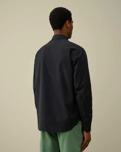 C.P. Company Gabardine Pockets Shirt Total Eclipse-Blue Flash Sale