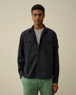 C.P. Company Gabardine Pockets Shirt Total Eclipse-Blue Flash Sale