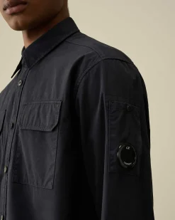 C.P. Company Gabardine Pockets Shirt Total Eclipse-Blue Flash Sale