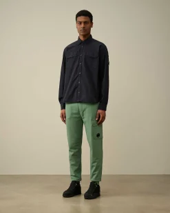 C.P. Company Gabardine Pockets Shirt Total Eclipse-Blue Flash Sale