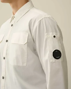 C.P. Company Gabardine Pockets Shirt Gauze White New