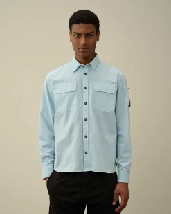 C.P. Company Gabardine Pockets Shirt Starlight Blue Flash Sale