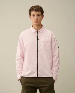 C.P. Company Gabardine Zipped Shirt Heavenly Pink Discount