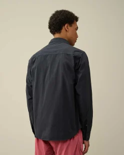 C.P. Company Gabardine Zipped Shirt Total Eclipse-Blue Discount