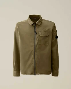 C.P. Company Gabardine Zipped Shirt Ivy Green Store