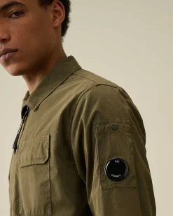 C.P. Company Gabardine Zipped Shirt Ivy Green Store