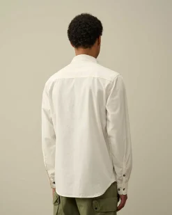 C.P. Company Gabardine Zipped Shirt Gauze White Flash Sale
