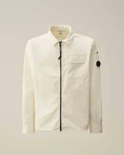 C.P. Company Gabardine Zipped Shirt Gauze White Flash Sale