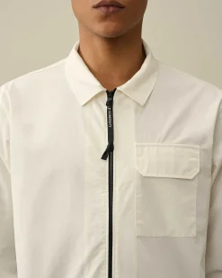 C.P. Company Gabardine Zipped Shirt Gauze White Flash Sale