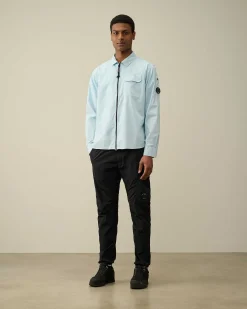 C.P. Company Gabardine Zipped Shirt Starlight Blue Cheap
