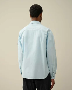 C.P. Company Gabardine Zipped Shirt Starlight Blue Cheap