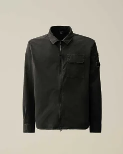 C.P. Company Gabardine Zipped Shirt Black Sale