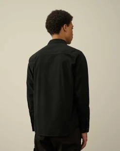 C.P. Company Gabardine Zipped Shirt Black Sale
