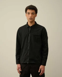 C.P. Company Gabardine Zipped Shirt Black Sale