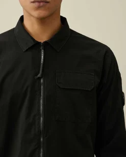 C.P. Company Gabardine Zipped Shirt Black Sale