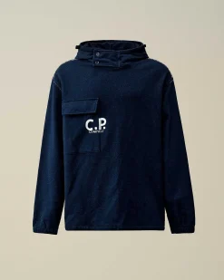 C.P. Company Indigo Fleece Hoodie Denim-Blue Clearance