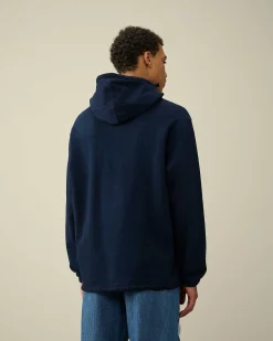 C.P. Company Indigo Fleece Hoodie Denim-Blue Clearance