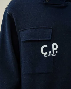 C.P. Company Indigo Fleece Hoodie Denim-Blue Clearance