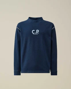 C.P. Company Indigo Fleece Sweatshirt Stone Bleach-Blue Online