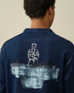 C.P. Company Indigo Fleece Sweatshirt Stone Bleach-Blue Online