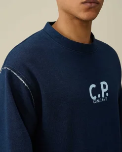 C.P. Company Indigo Fleece Sweatshirt Stone Bleach-Blue Online