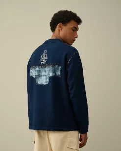 C.P. Company Indigo Fleece Sweatshirt Stone Bleach-Blue Online