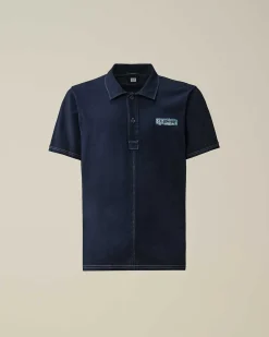 C.P. Company Indigo Jersey Polo Shirt Denim-Blue Cheap