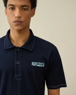 C.P. Company Indigo Jersey Polo Shirt Denim-Blue Cheap