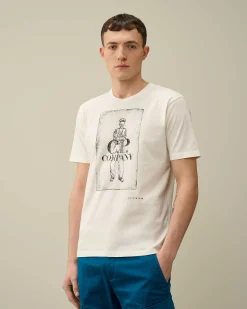 C.P. Company 24/1 Jersey Artisanal Card T-Shirt Gauze White Cheap