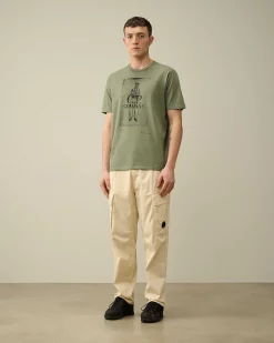 C.P. Company 24/1 Jersey Artisanal Card T-Shirt Agave Green Flash Sale