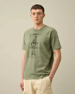 C.P. Company 24/1 Jersey Artisanal Card T-Shirt Agave Green Flash Sale