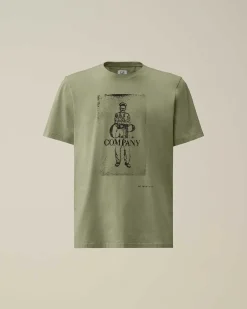 C.P. Company 24/1 Jersey Artisanal Card T-Shirt Agave Green Flash Sale