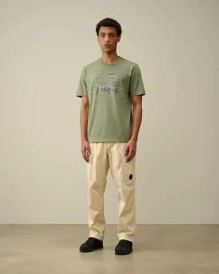 C.P. Company 24/1 Jersey Artisanal Logo T-Shirt Agave Green Best Sale