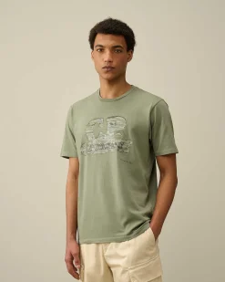 C.P. Company 24/1 Jersey Artisanal Logo T-Shirt Agave Green Best Sale