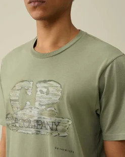 C.P. Company 24/1 Jersey Artisanal Logo T-Shirt Agave Green Best Sale