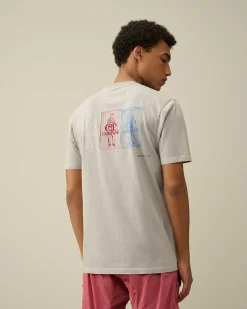 C.P. Company 24/1 Jersey Artisanal Three Cards T-Shirt Drizzle Grey Best Sale