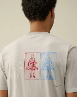 C.P. Company 24/1 Jersey Artisanal Three Cards T-Shirt Drizzle Grey Best Sale