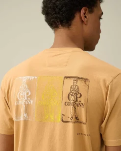 C.P. Company 24/1 Jersey Artisanal Three Cards T-Shirt Pastry Shell-Orange Clearance