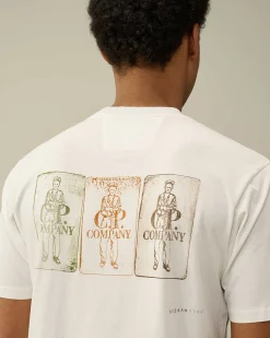 C.P. Company 24/1 Jersey Artisanal Three Cards T-Shirt Gauze White Flash Sale