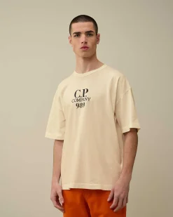 C.P. Company 20/1 Jersey Boxy Logo T-Shirt Pistachio Shell-Beige Clearance