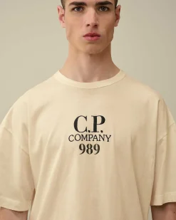 C.P. Company 20/1 Jersey Boxy Logo T-Shirt Pistachio Shell-Beige Clearance
