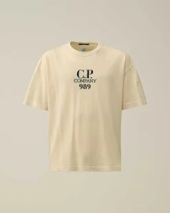 C.P. Company 20/1 Jersey Boxy Logo T-Shirt Pistachio Shell-Beige Clearance
