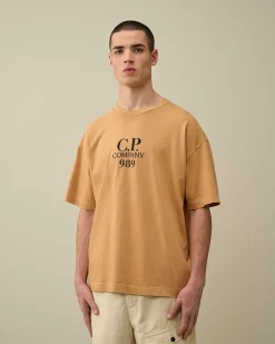 C.P. Company 20/1 Jersey Boxy Logo T-Shirt Pastry Shell-Orange Shop
