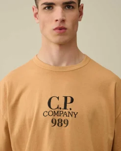 C.P. Company 20/1 Jersey Boxy Logo T-Shirt Pastry Shell-Orange Shop
